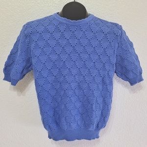 Vintage Deans of Scotland Blue Cotton Knit Sweater